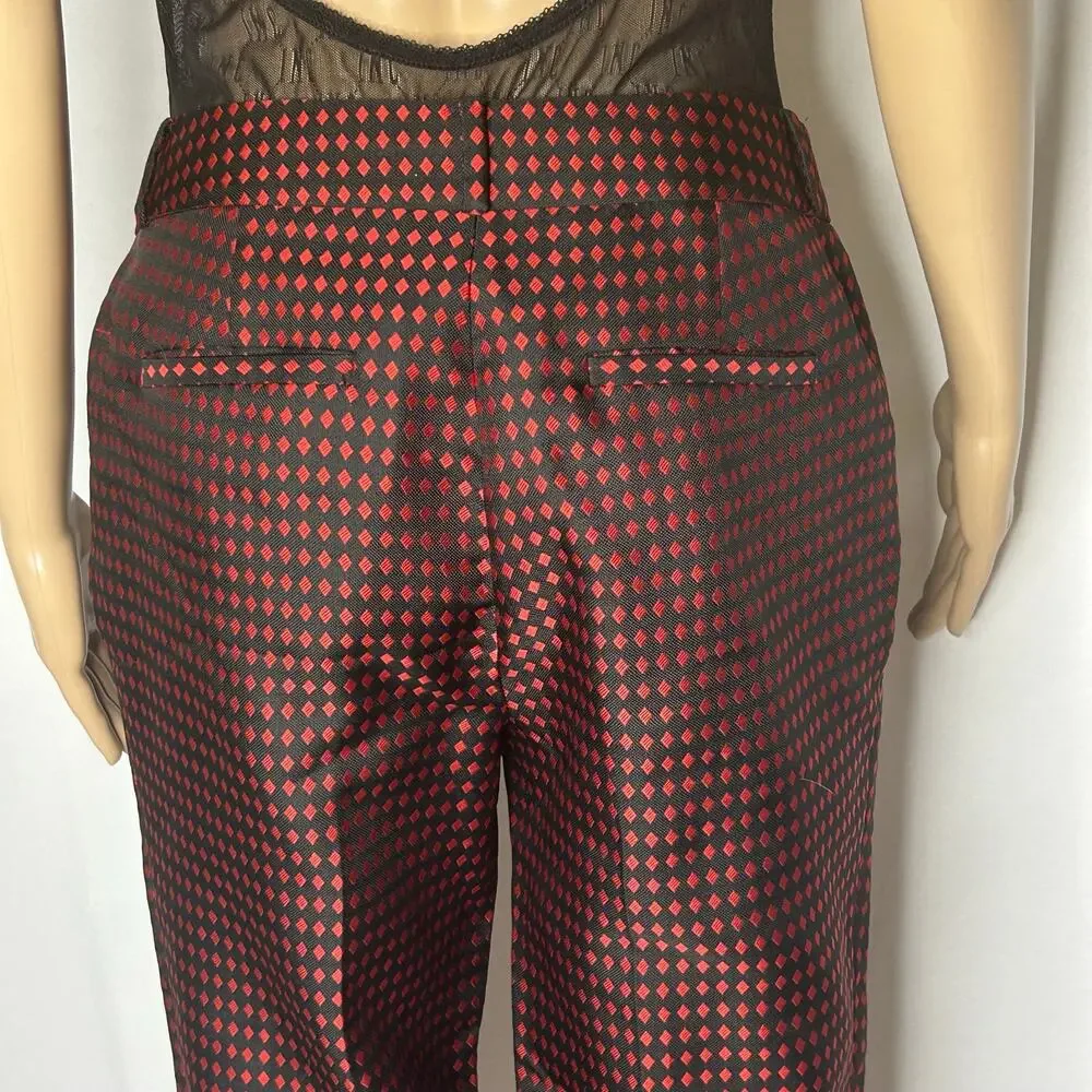 Kate Spade New York Red Black Diamond Jacquard Slim Ankle Pants